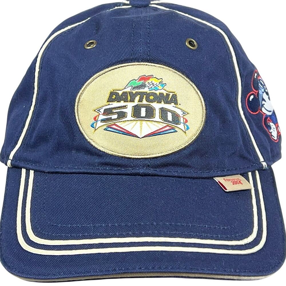 Vintage 2004 Daytona 500 Mickey Mouse Nascar Hat Disney Racing Cap Blue